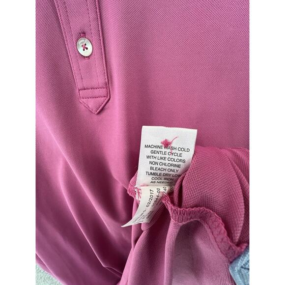 Johnnie O Polo Short Sleeve Golf Beach Surf Salmon Pink Stretch Mens XL Logo - Picture 12 of 12